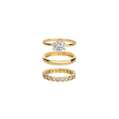 Plated Sterling Golden Gala Ring Trio
