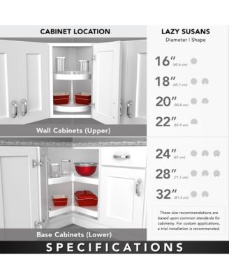 32" Lazy Susan Kidney-Shaped 2-Shelf Kitchen Cabinet, 4WLS472-32-52