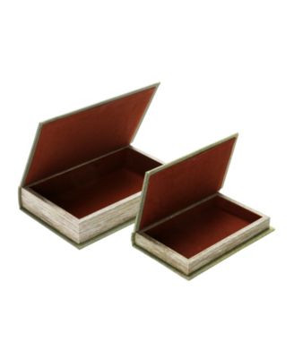 Set of 2 MDF & Canvas Book Storage Boxes