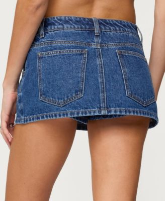 Women's Stitched Up Denim Mini Skort