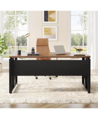 55 inches Computer Desk with Bottom Storage Shelf Home Office Desk Writing Table for Workstation