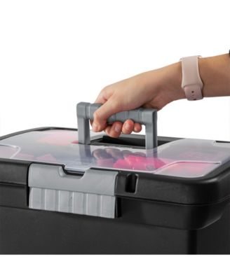 Portable Lockable File Box w/ Extra Compartment & Handle (4 Pack)