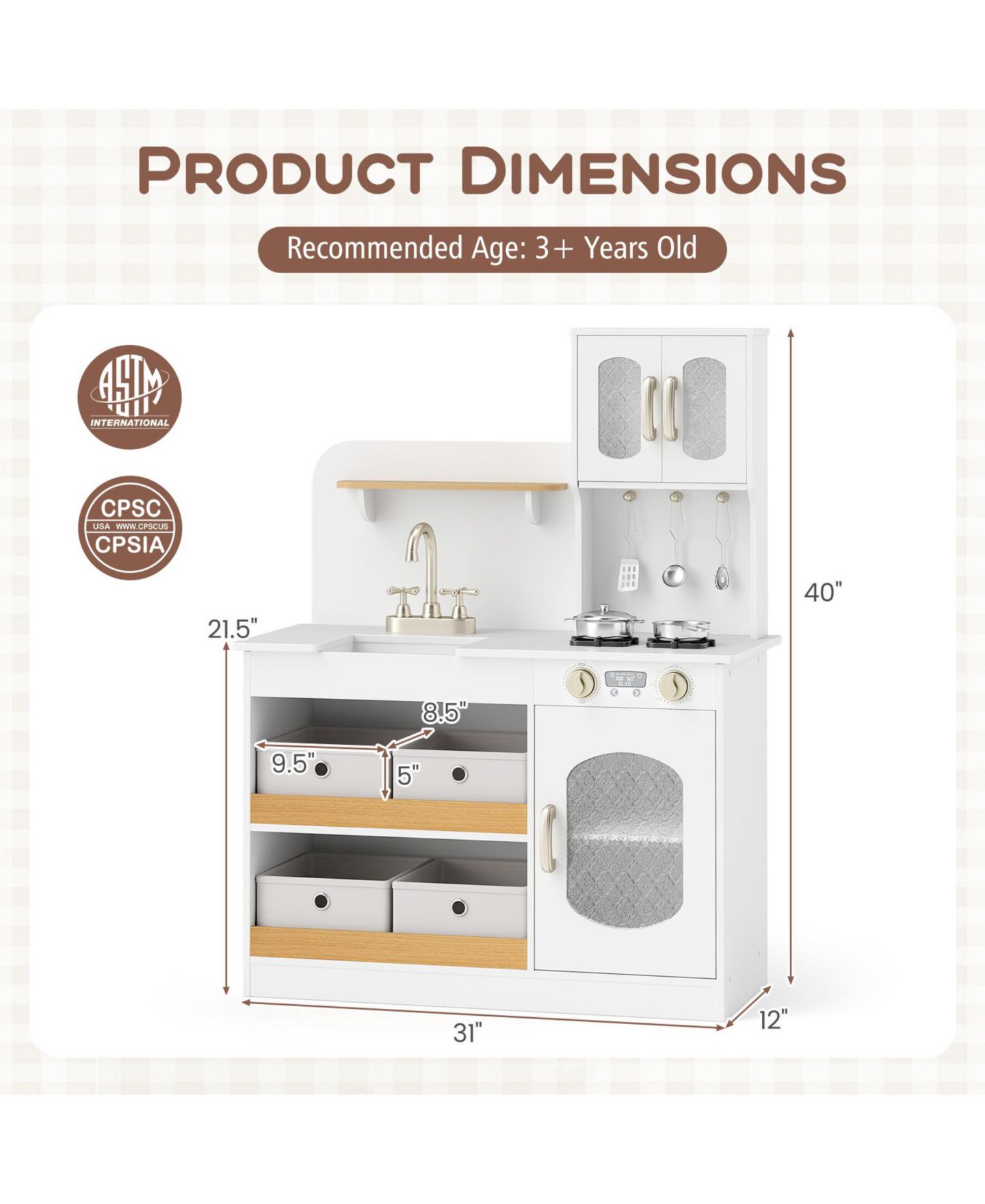 Детский игровой набор HONGGE Wooden Cuttable-Vegetables Kitchen Playset, Ages 3+, цвет: Белый — фото 2