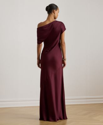 Women's Satin Charmeuse Off-the-Shoulder Gown