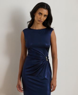 Women's Buckle-Trim Metallic Jersey Gown