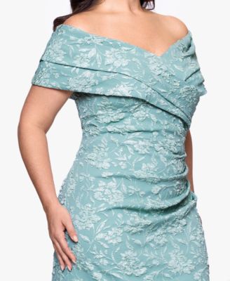 Plus Size Off-The-Shoulder Sleeveless Long Sheath Dress