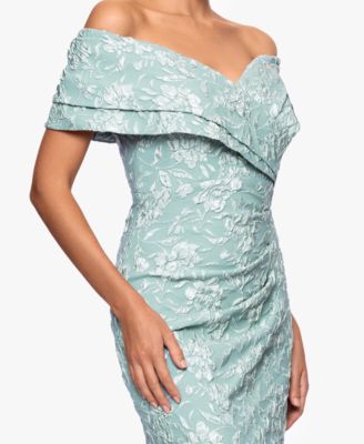 Petite Off-The-Shoulder Long Sheath Dress