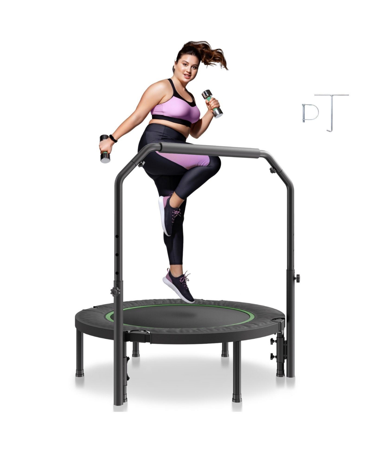 Sugift Foldable Mini Trampoline 40" Fitness Rebounder with Adjustable Handle