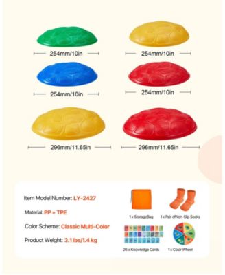 6-PC Turtle Balance Stepping Stones for Sensory Play, 220 lb Rated