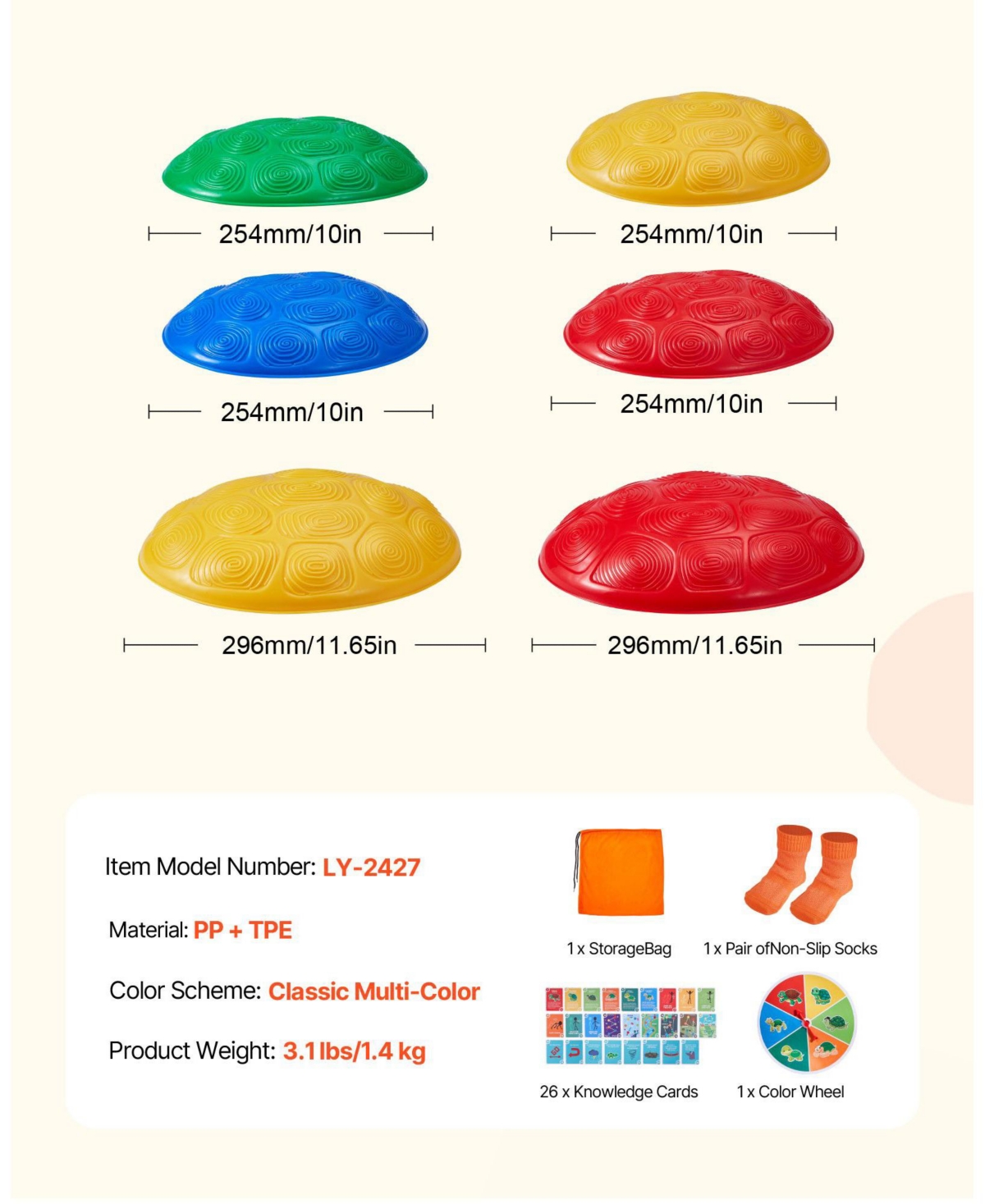 Sugift 6-pc Turtle Balance Stepping Stones for Sensory Play, 220 lb Rated