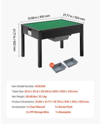 Reversible Activity Table with Building Block Top & Large Storage Capacity