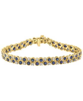 Sapphire (6-1/4 ct. t.w.) & Diamond (1/5 ct. t.w.) Bracelet in Gold Over Silver