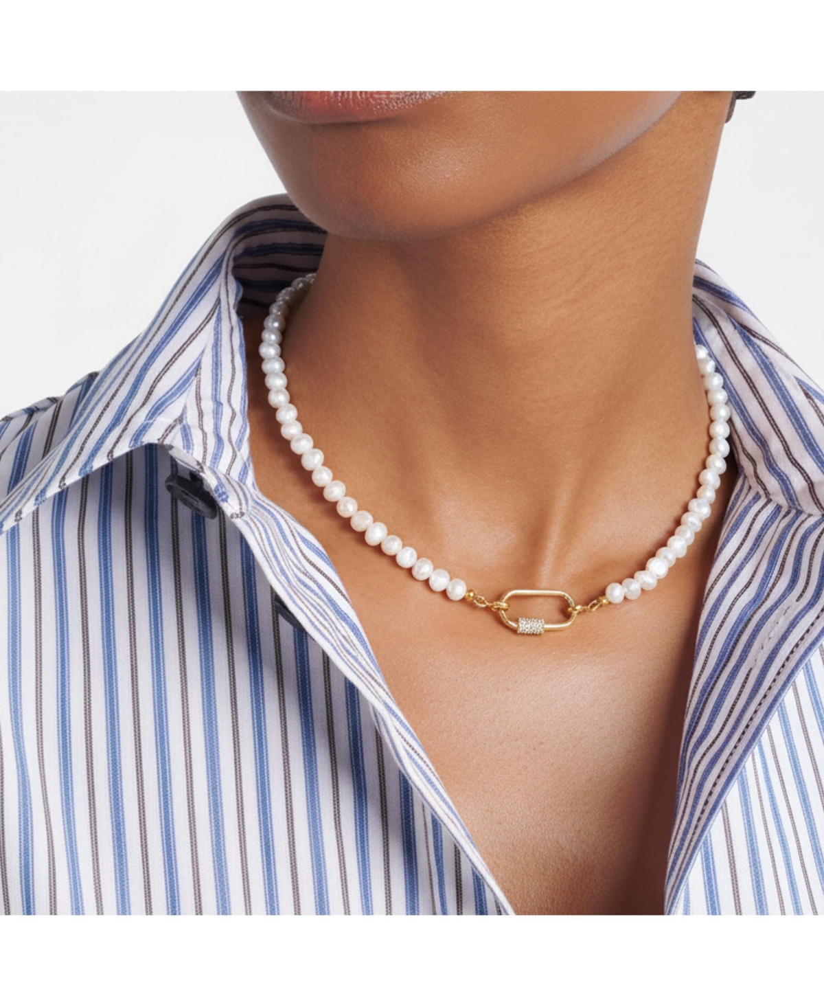 18K Freshwater Pearl Necklace with Lock -Taylor Necklace Large