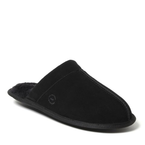 Мужские тапочки Dearfoams Kirk Genuine Suede Scuff House Slipper, цвет: Чёрный