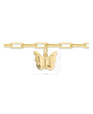 Butterfly Charm with Paperclip Chain Bracelet in 14K Gold, 7 in, approx. 3.0 grams.