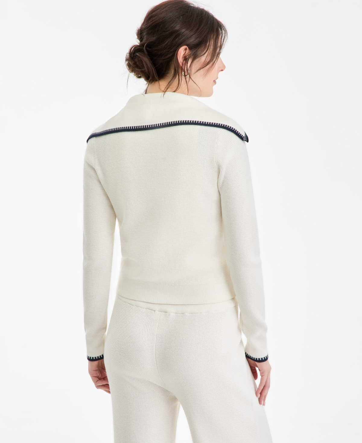 On 34th Women's Tipped Collared Zip-Up Cardigan, Macy's Exclusive