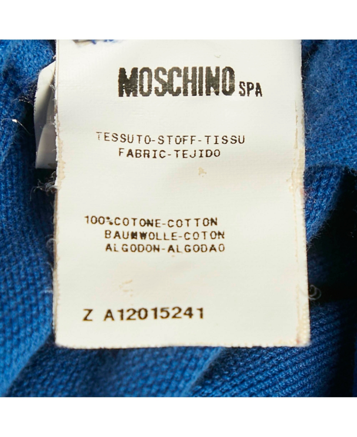 Pre-Owned Moschino Men's Cotton Pique Long Sleeve Polo T-Shirt