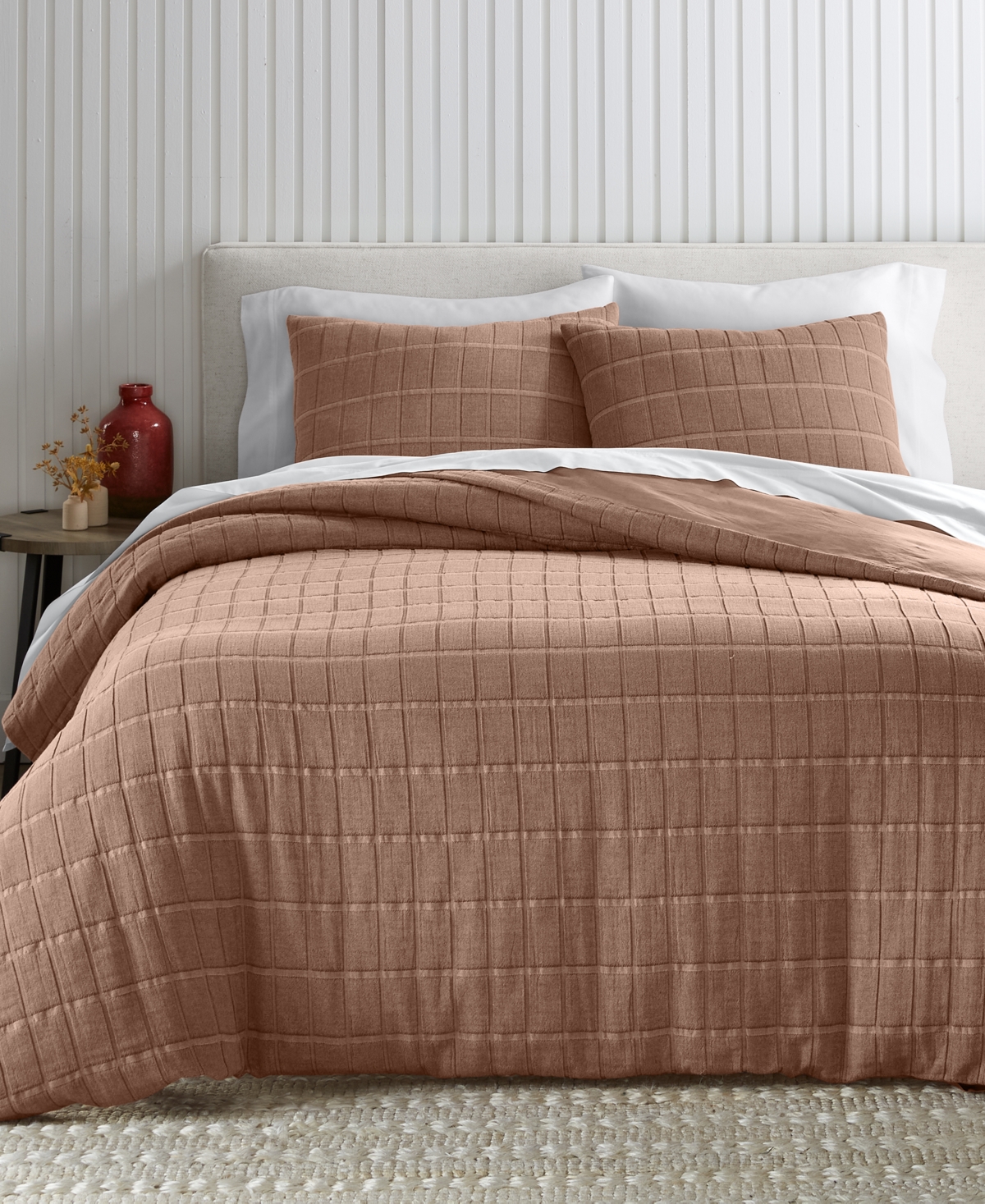 Oake Textured Check 3-Pc. Comforter Set, Full/Queen, Exclusively for Macy's