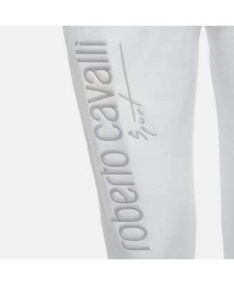 Women's Sport White Logo Print Cotton Joggers