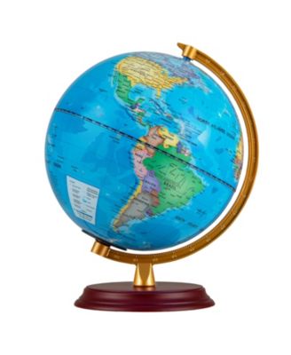 8 Inch LED Illuminated World Globe With Wooden Base And USB Power Cord