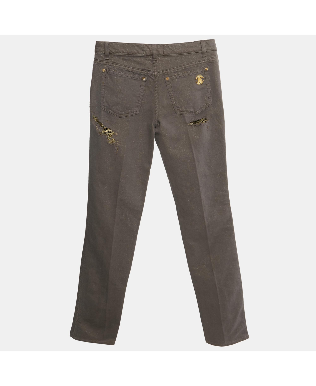 Pre-Owned Roberto Cavalli Women's Denim Distressed Straight Leg Jeans