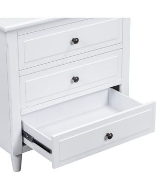 3 Drawer Nightstand Smooth Gliding Rails and Metal Handles