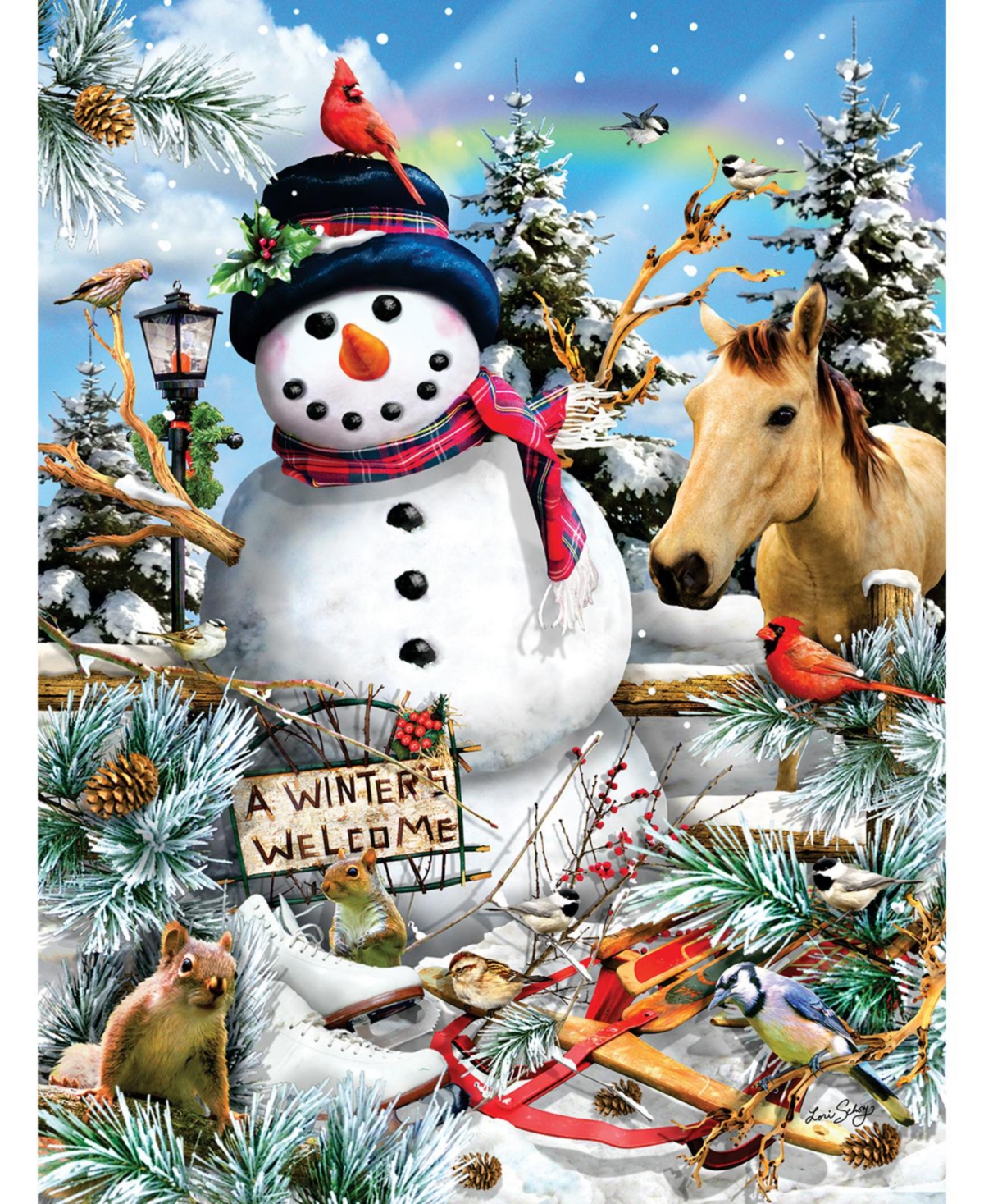 SunsOut Winter's Welcome 500 piece Jigsaw Puzzle for Adults Christmas