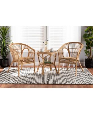 Alleta 3-Pc. Rattan Bohemian Living Room Set