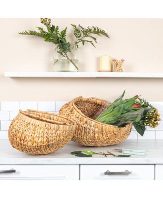 Water Hyacinth Handwoven Flower Basket Set of 2