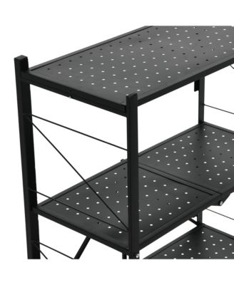 Metal 3-Tier Foldable Utility Rack, Black