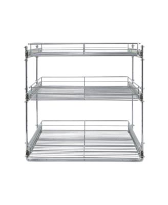 Household Essentials Glidez Multipurpose Pull-Out Storage Organizer, 3-Tier Design, Chrome