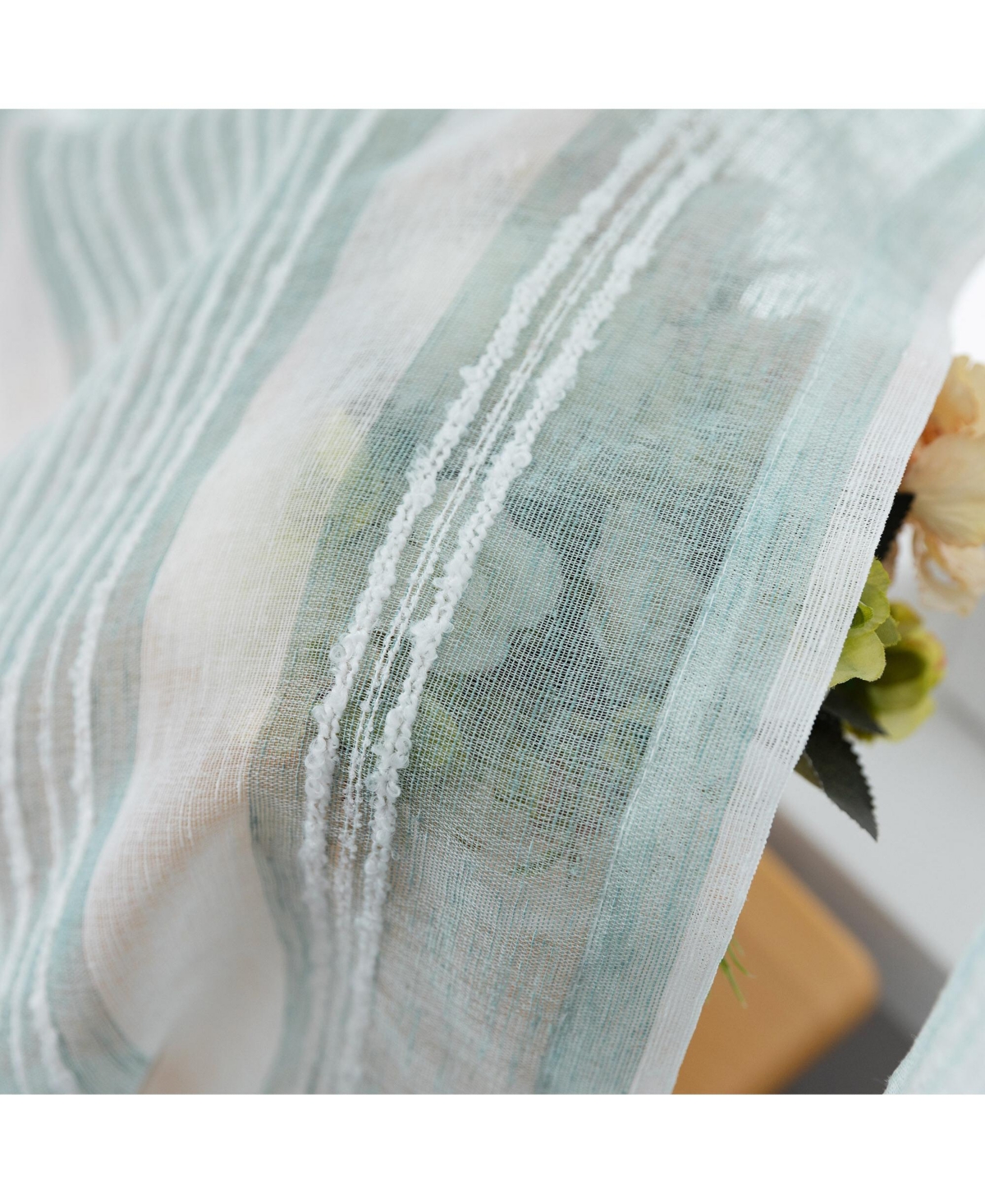 Tufted Stripe Light Filtering Back Tab Curtains Pair