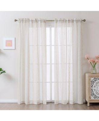 Tufted Stripe Light Filtering Back Tab Curtains Pair, 52"Wx 96"L