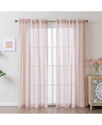 Tufted Stripe Light Filtering Back Tab Curtains Pair, 52"Wx 108"L