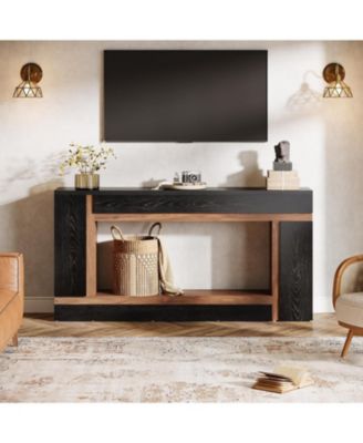 63" Wooden Console Table – 2-Tier Narrow Rectangular Sofa Table for Entryway, Behind Couch