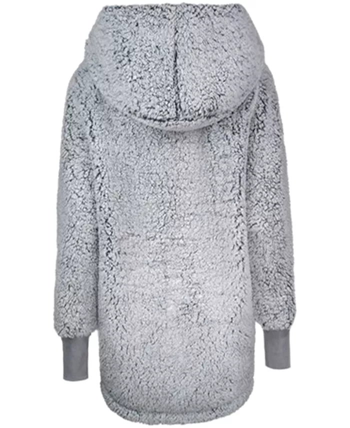 Hooded Sherpa Button Front Lounger Jacket - thumbnail 8