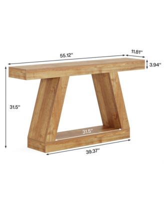 55" Farmhouse Console Table with Storage – Rustic Sofa Table