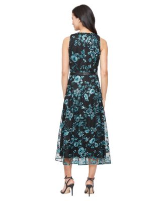 Women's Embroidered Tulle Midi Dress