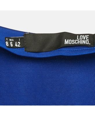 Blue Logo Plaque Jersey Zipper Detail Mini Dress