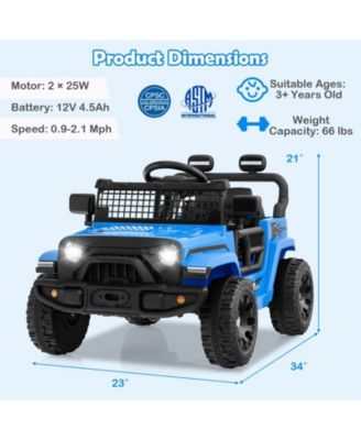 12V Kids Ride On Truck With Remote Control LED Lights And Music