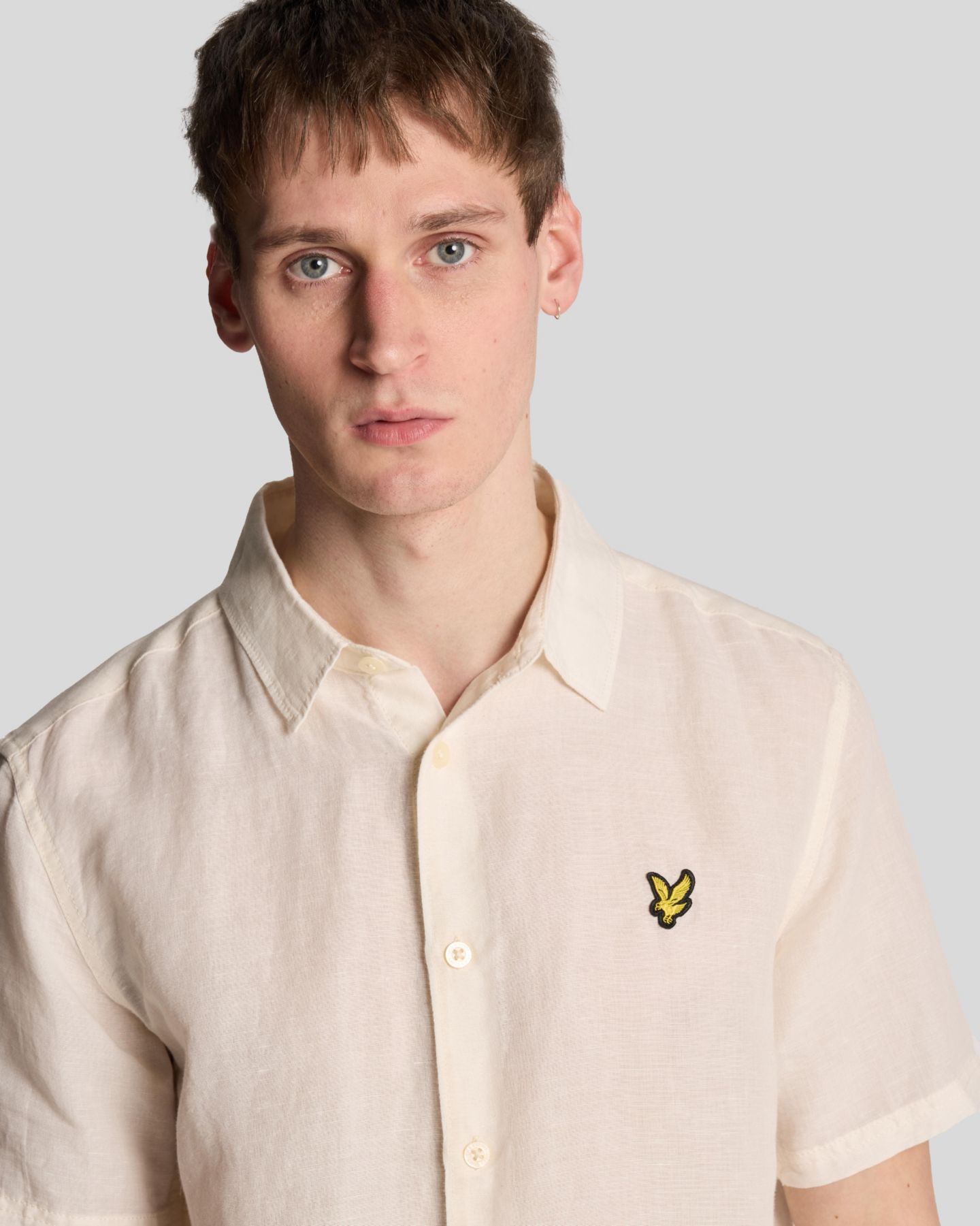 Мужская рубашка Lyle & Scott Hemp Short Sleeve, цвет: Натуральный — фото 4