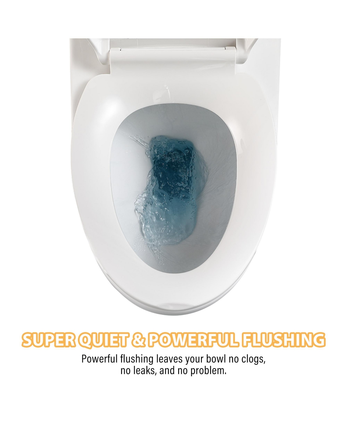 Casainc Ceramic One Piece Elongated Skirted Bathroom Fixture with Comfortable Seat Height and Soft-Closing Seat&Lid