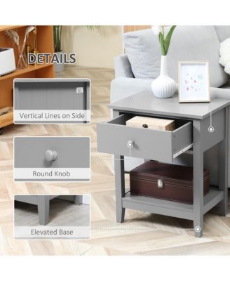 Nightsd Bedside Table End Table Organizer W/ Drawer Shelf