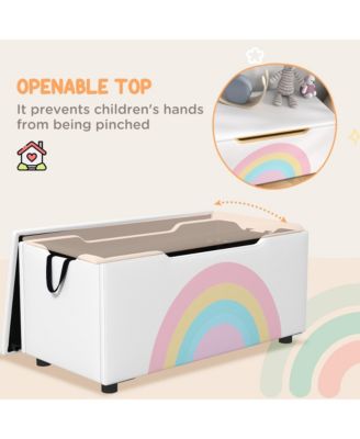 Kids Toy Box Chest, Lightweight Toy Organizer with Storage, Top Lid, and Side Handles for Nursery Room, Playroom, Bedroom, Aged 3-8 Years Old, 29.5" x 14.5" x 15", White