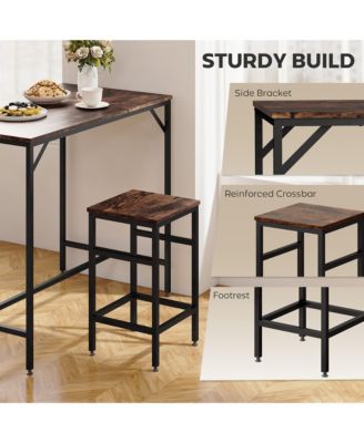 5-Piece Modern Industrial Dining Table Furniture Set w/4 Armless Chairs