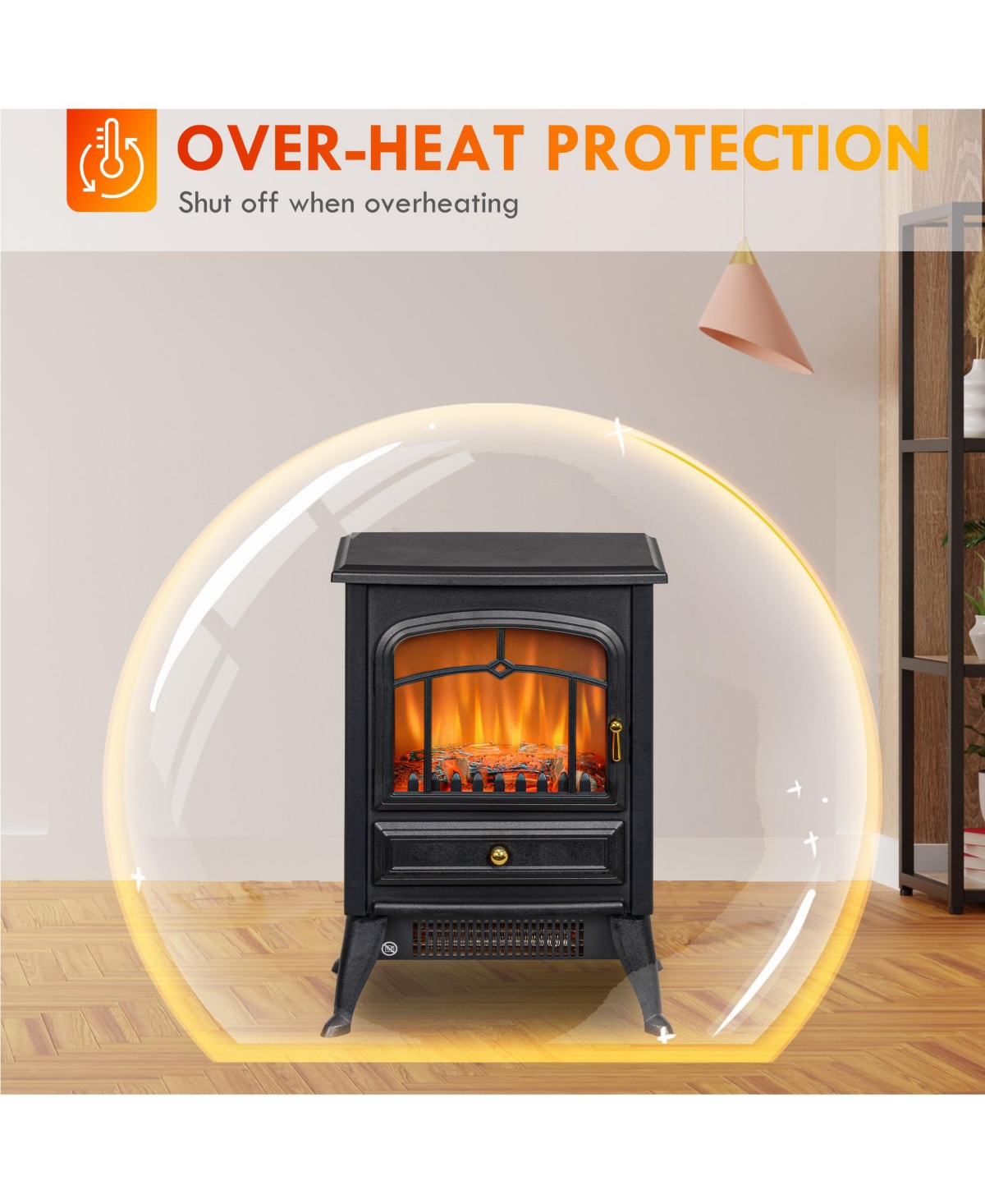 Homcom Electric Fireplace Heater with Realistic Led Flames