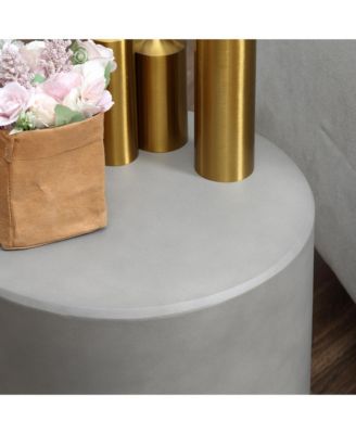 Accent Table with Concrete Finish, Round Side Table, Light