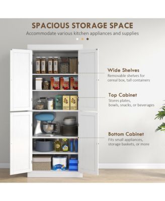 72&amp;#x22; Kitchen Pantry Storage Cabinet with 4 Doors, Wood Grain