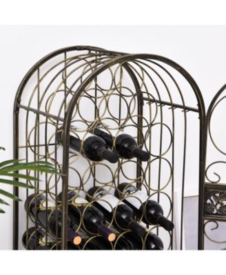 45 Bottle Large Metal Floor Freesding Locking Wine Rack Jail Renaissance Cage