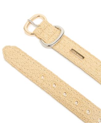 Women's Seasonal Straw Double Buckle Two-Tone Belt